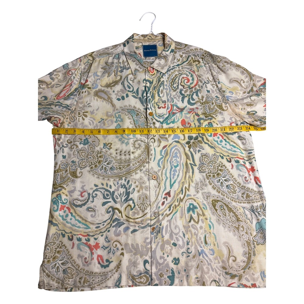 Tommy Bahama Mens 100% Silk Paisley Short Sleeve Button Down Camp‎ Shirt M - Picture 6 of 8